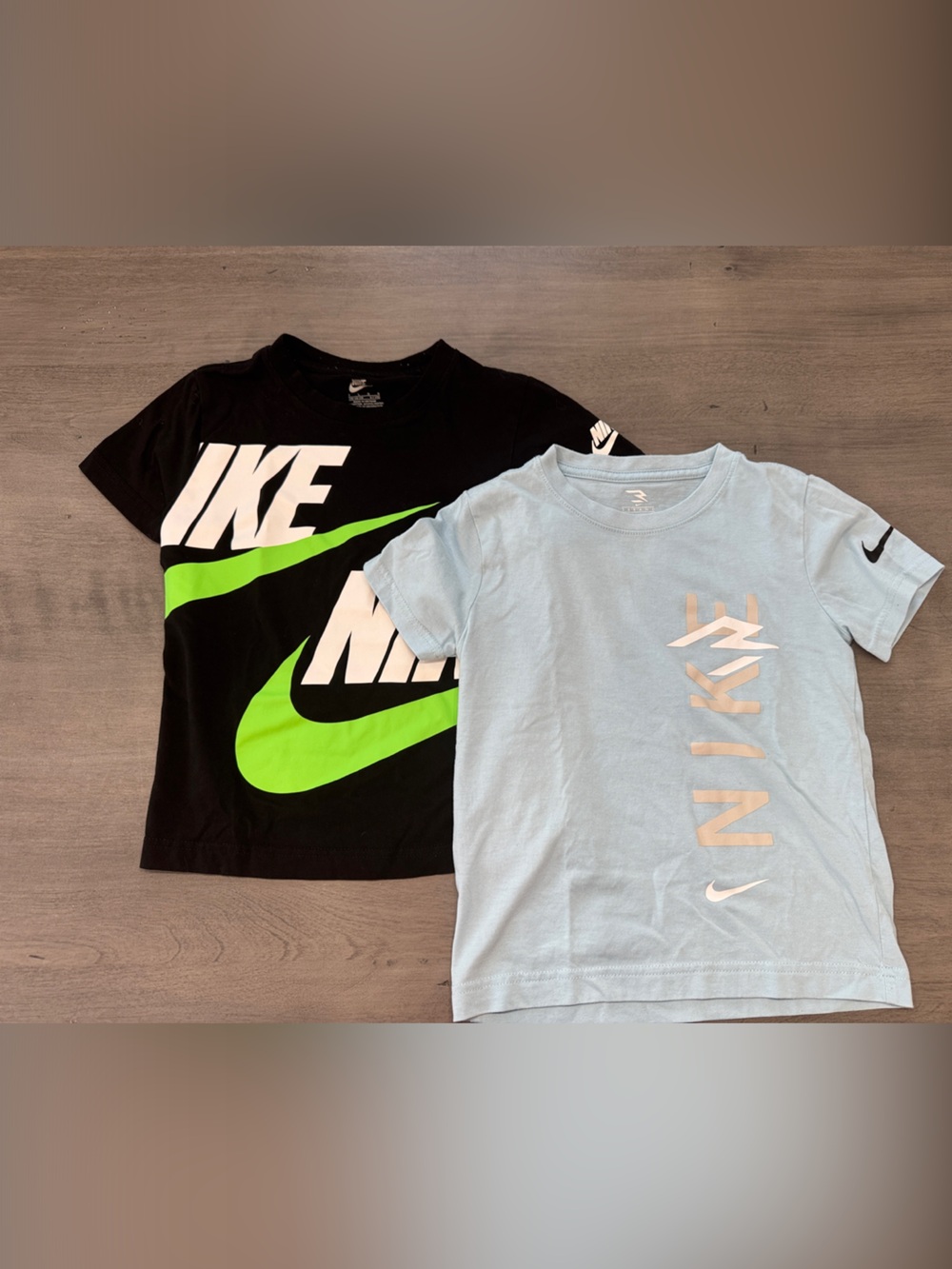 Nike Kids' Short Sleeve Logo Tees - Black, Neon Green & Light Blue